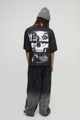 Super Baggy Extreme Washed Laser Printed Denim Jeans