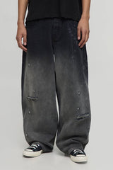Super Baggy Extreme Washed Laser Printed Denim Jeans