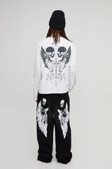 Baggy Skater Angel Printed Denim Jeans