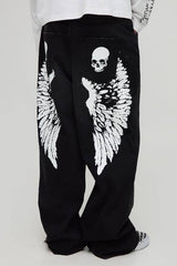 Baggy Skater Angel Printed Denim Jeans