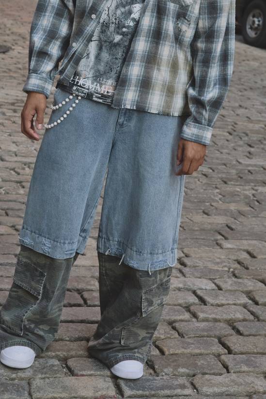 Super Baggy Layered Camo Cargo Jeans