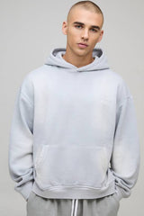 Oversized Boxy Spray Wash Man Sport Embroidered Hoodie