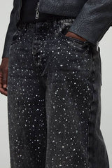 Tall Washed Pearl & Rhinestone Ripped Relaxed Fit Jeans