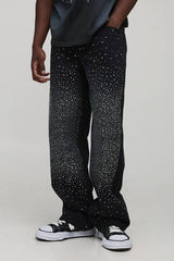 Tall Overdye Relaxed Fit All Over Rhinestone Jeans
