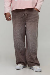 Plus Overdye Relaxed Fit All Over Rhinestone Jeans