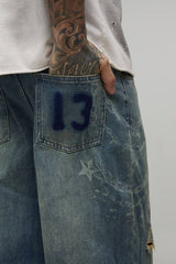 Tall Chain Printed Ripped Baggy Fit Jeans