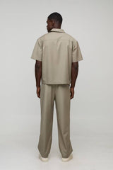 Oversized Short Sleeve Zip Through Smart Shirt