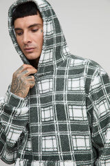 Tall Borg Oversized Boxy Check Hoodie
