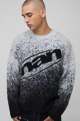 Man Boxy Fit Ombre Fluffy Knitted Jumper