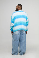 Plus Boxy Oversized Brushed Stripe Knitted Jumper