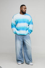 Plus Boxy Oversized Brushed Stripe Knitted Jumper