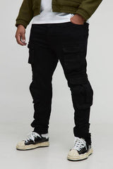 Plus Stacked Skinny Gusset Multi Cargo Pocket Jeans
