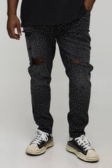 Plus Skinny Rhinestone Distressed Jeans