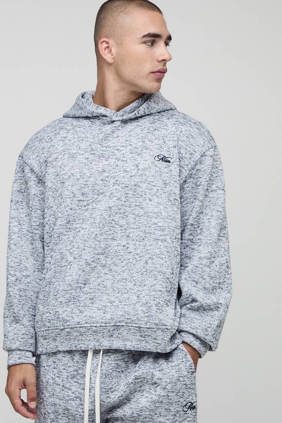 Oversized Boxy Official Embossed Marl Hoodie