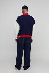 Tall Oversized Zip Up Funnel Neck Homme Knitted Jacket