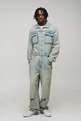Tall Stonewash Rip and Repair Relaxed Boilersuit