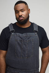 Plus Washed Grey Baggy Overalls