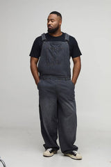 Plus Washed Grey Baggy Overalls