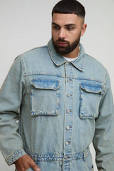 Plus Regular Fit Stonewash Rip and Repair Boilersuit