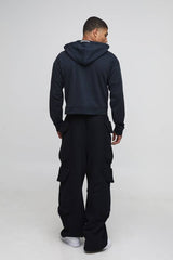 Shrunken Boxy Loopback OFCLMAN Applique Check Zip Through Hoodie
