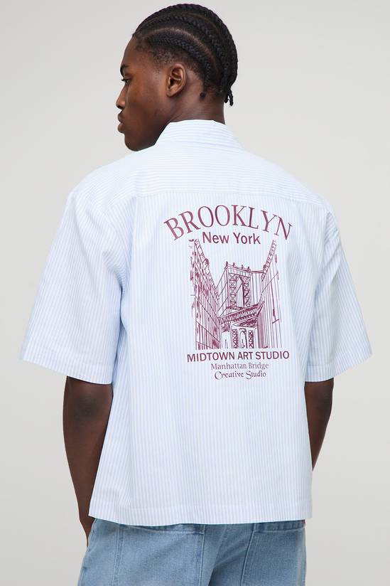 Oversized New York Embroidered Stripe Shirt