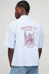 Oversized New York Embroidered Stripe Shirt