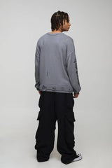 Boxy Gothic Distressed Knitted Jumper