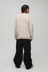 Boxy Gothic Distressed Knitted Jumper