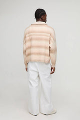 Oversized Boxy Fit Ombre Stripe Graphic Funnel Neck Knitted Jumper