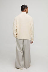 Oversized Boxy Fisherman Rib 1/4 Zip Knitted Jumper