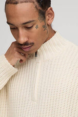 Oversized Boxy Fisherman Rib 1/4 Zip Knitted Jumper