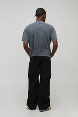 Shrunken Boxy Washed Applique Heavyweight Distressed T-Shirt