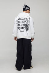 Oversized Over Seams Rottweiler Lightning Graphic Hoodie