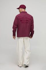 Oversized Long Sleeve Paris Embroidered Stripe Shirt