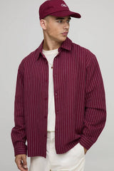 Oversized Long Sleeve Paris Embroidered Stripe Shirt