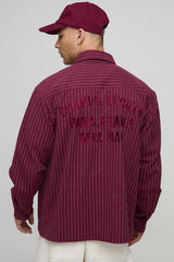 Oversized Long Sleeve Paris Embroidered Stripe Shirt