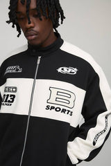 Tall Oversized Jersey Man Embroidered Varsity Jacket