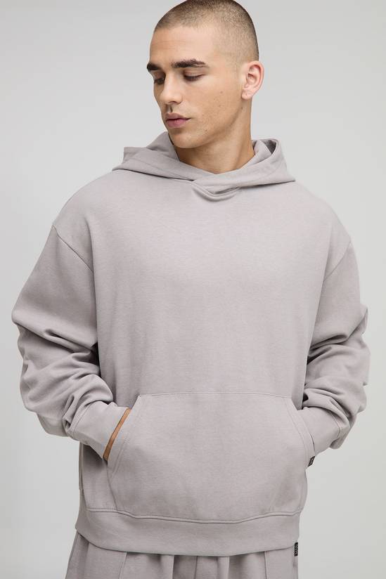 Oversized Boxy Premium Overlap Hood Interlock Hoodie