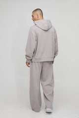 Oversized Boxy Premium Overlap Hood Interlock Hoodie