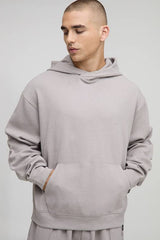 Oversized Boxy Premium Overlap Hood Interlock Hoodie