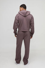 Shrunken Boxy Premium Interlock Zip Through Hoodie