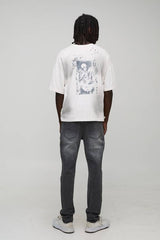 Slim Flared Clear Rhinestone Embellished Denim Jeans