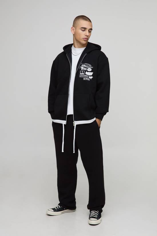 Oversized Moto Zip Through Hoodie