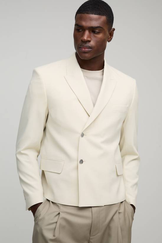 Oversized Boxy Button Detail Blazer