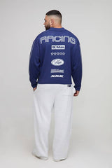 Plus Oversized Boxy Moto Jacquard Knitted Long Sleeve T-Shirt