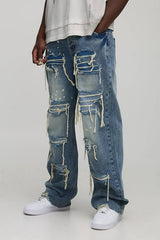 Tall Relaxed Fit Washed Paint Splatter Ripped Jeans