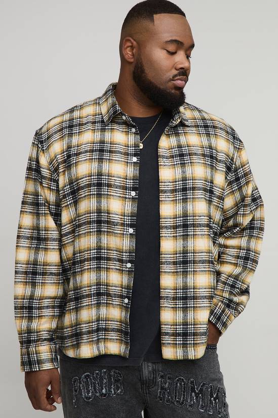Plus Oversized Fit Brushed Checked Shirt