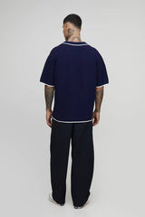 Tall Ribbed Knit Embroidered Football Shirt