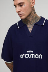Tall Ribbed Knit Embroidered Football Shirt