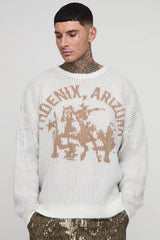 Tall Brushed Embroidered Western Oversized Jumper